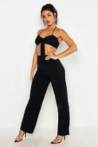 Boohoo Rib Tie Bandeau Trouser Co-ord