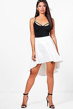 Boohoo Emily Dipped Hem Full Skater Skirt