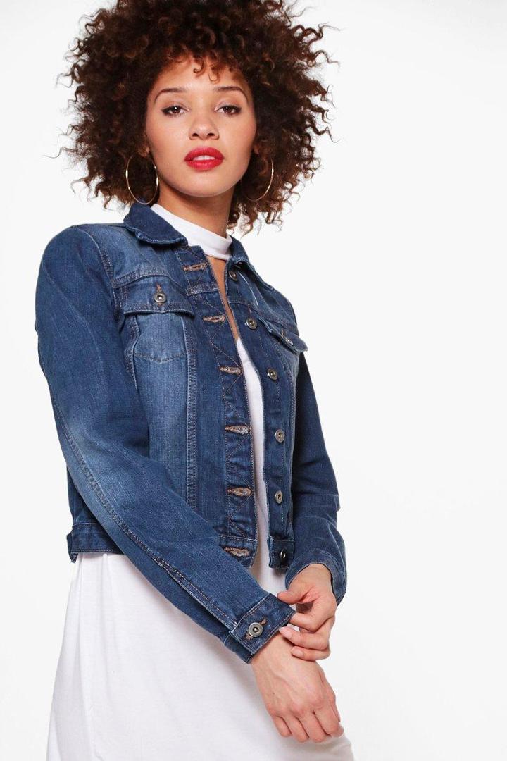 Boohoo Emily Slim Fit Jean Jacket Indigo