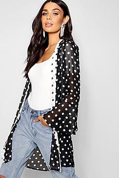 Boohoo Polka Dot Contrast Kimono
