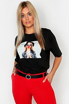 Boohoo Plus Valentines Print T-shirt