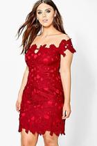 Boohoo Plus Lisa Bardot Floral Applique Dress