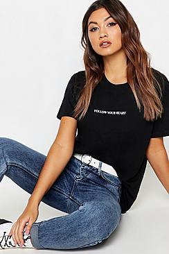 Boohoo Follow Your Heart Slogan T-shirt