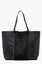 Boohoo Kara Fur Panel Studded Shopper Bag