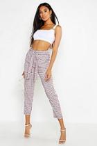 Boohoo Check Tie Waist Pocket Trouser