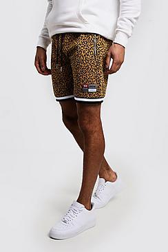 Boohoo Leopard Sports Tape Detail Short