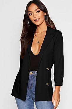 Boohoo Petite Open Front Button Blazer