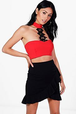 Boohoo Laura Lace Panel Choker Bandeau