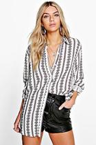Boohoo Bella Printed Oversized Shirt