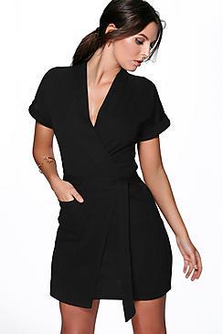 Boohoo Loredana Obi Tie Wrap Dress