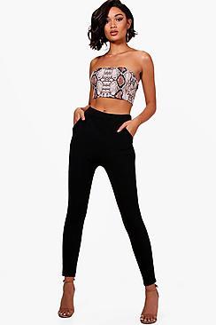 Boohoo Crepe Stretch Skinny Trousers