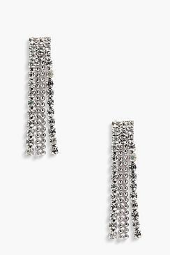 Boohoo Diamante Drop Earrings