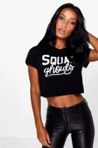 Boohoo Squad Ghouls Halloween Printed Crop T-shirt Black