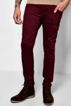 Boohoo Skinny Fit Colour Jeans Burgundy