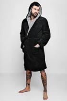 Boohoo Mens Shaggy Fleece Robe With Contrast Lining