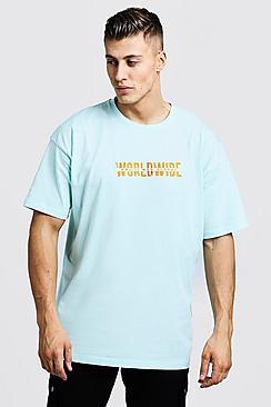 Boohoo Oversized Worldwide Man Embroidered T-shirt