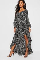 Boohoo Sweetheart Cheetah Print Dipped Hem Maxi Dress