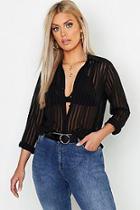Boohoo Plus Burn Out Stripe Shirt