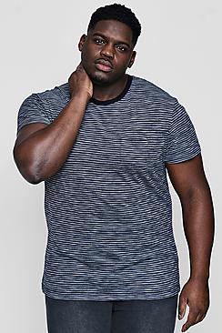 Boohoo Big And Tall Crew Neck Jacquard Stripe T-shirt