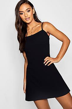 Boohoo Petite Square Neck Strappy Mini Dress