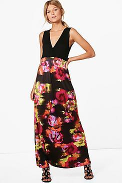 Boohoo Petite Phillipa Floral Print Maxi Dress