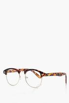 Boohoo Brown Clear Lense Clubmaster Glasses