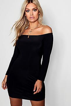Boohoo Plus Annabel Slinky Bardot Bodycon Dress