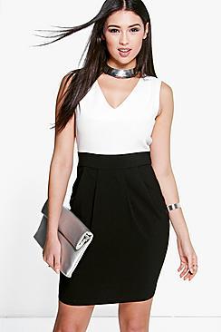 Boohoo Monique Contrast Colour Tulip Dress