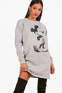 Boohoo Flo Disney Mickey Sketch Printed Sweat Dress