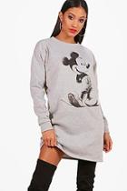 Boohoo Flo Disney Mickey Sketch Printed Sweat Dress