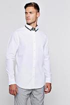 Boohoo Slim Fit Smart Long Sleeve Shirt With Tipped Collar