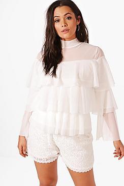 Boohoo Plus Hope Mesh Layered Top