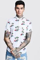 Boohoo Paradise Island Print Short Sleeve Shirt