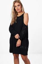 Boohoo Plus Anna Open Shoulder Cross Detail Sweat Dress