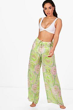 Boohoo Beth Neon Citrus Beach Trousers