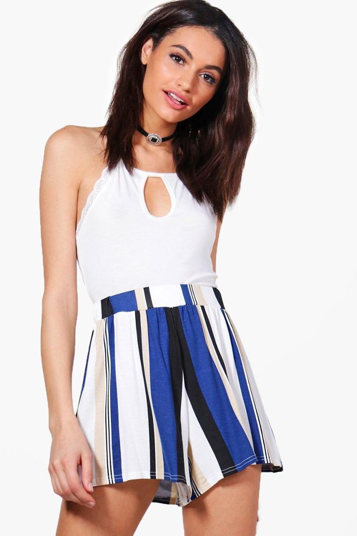 Boohoo Jenna Stripe Flippy Shorts Multi