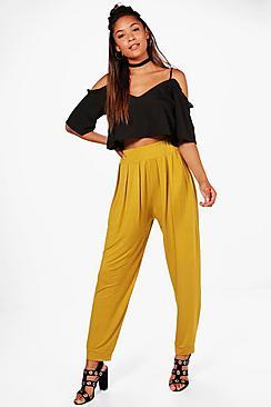 Boohoo Lola India Pleat Front Jersey Hareem Trouser