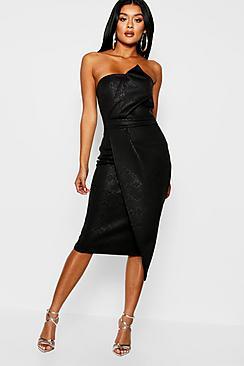 Boohoo Animal Print Bandeau Wrap Midi Dress