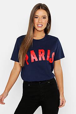 Boohoo Petite Paris Slogan T-shirt