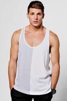 Boohoo Longline Half & Half Racer Tank Top White