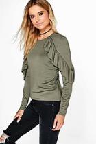 Boohoo Heidi Ruffle Detail Long Sleeve T-shirt