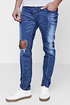 Boohoo Skinny Fit Ripped Knee Panelled Seam Jeans