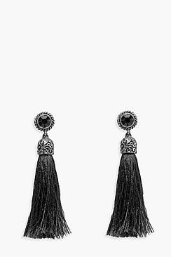 Boohoo Kerry Diamante Tassel Earrings