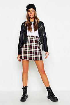 Boohoo Tartan A Line Mini Skirt