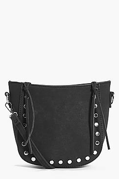 Boohoo Nancy Whipstitch & Stud Cross Body Bag