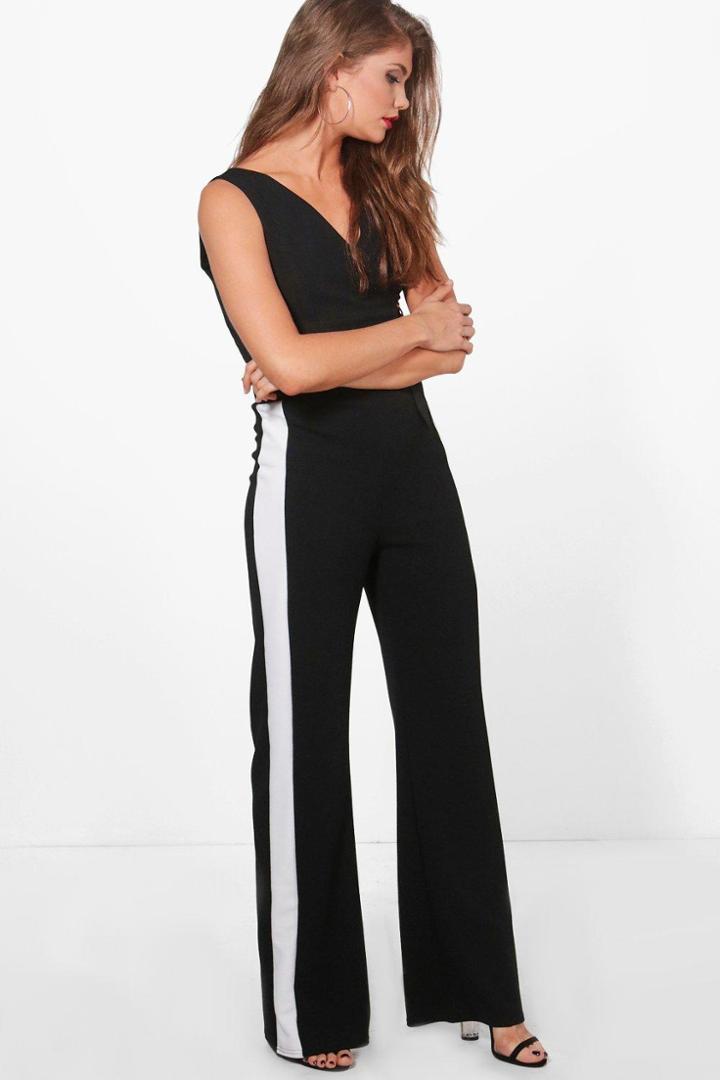 Boohoo Tall Alish Wide Leg Side Panel Trousers Black