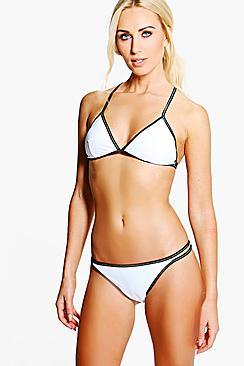 Boohoo Mykonos Cross Stitch Triangle Bikini
