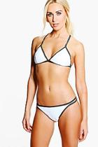 Boohoo Mykonos Cross Stitch Triangle Bikini