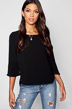 Boohoo Frill Sleeve Woven Top