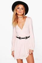 Boohoo Jersey Long Sleeve Wrap Dress